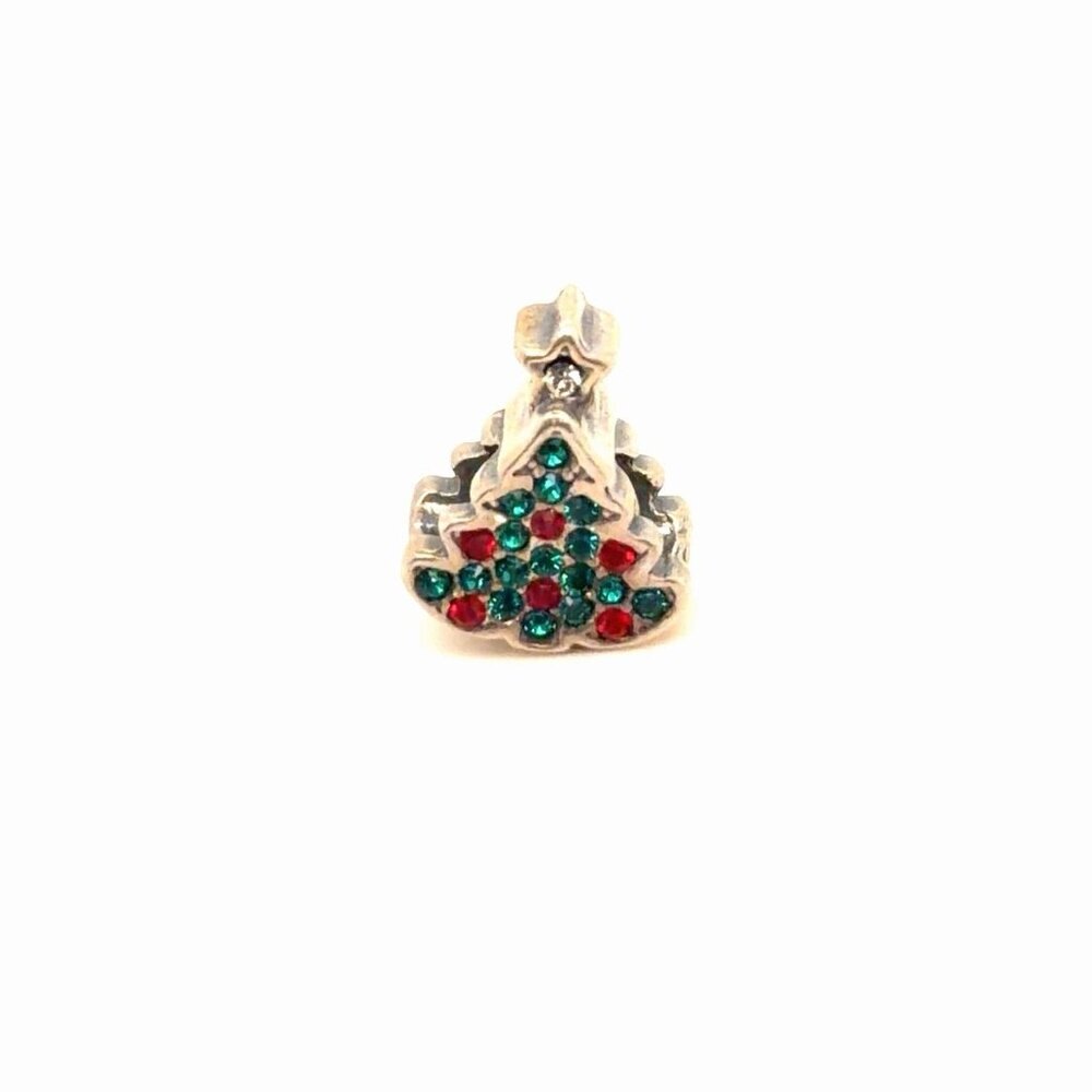 Italy 925 Pave Cz Christmas‎ Tree Charm
